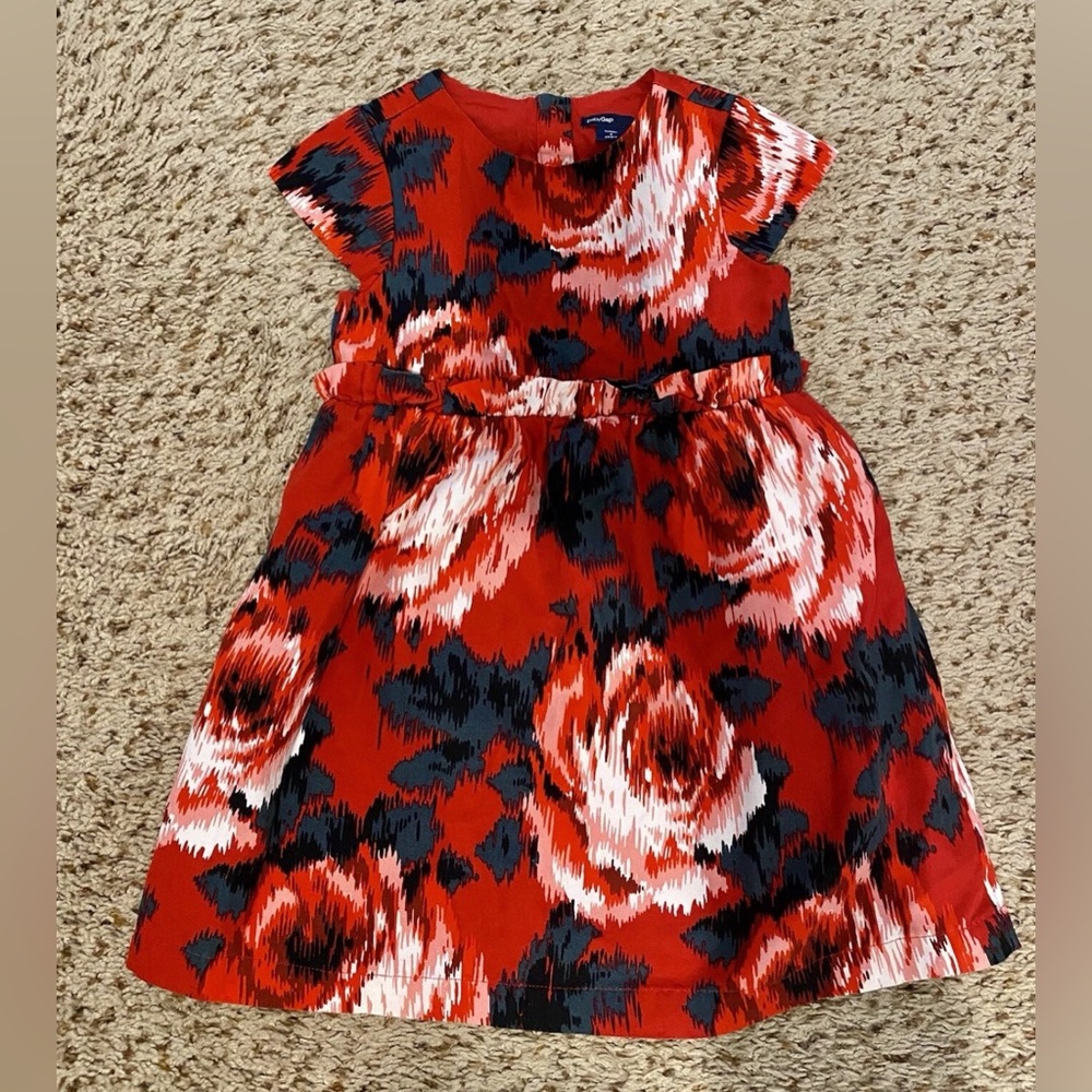 BabyGap Red and Black Roses Dress Size 4 party, dance, special occasion